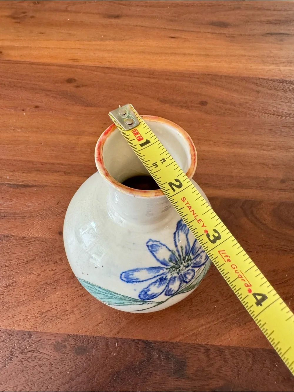 Vintage Studio Pottery Bud Vase Flower Floral Artist stamp Westwind? Clematis